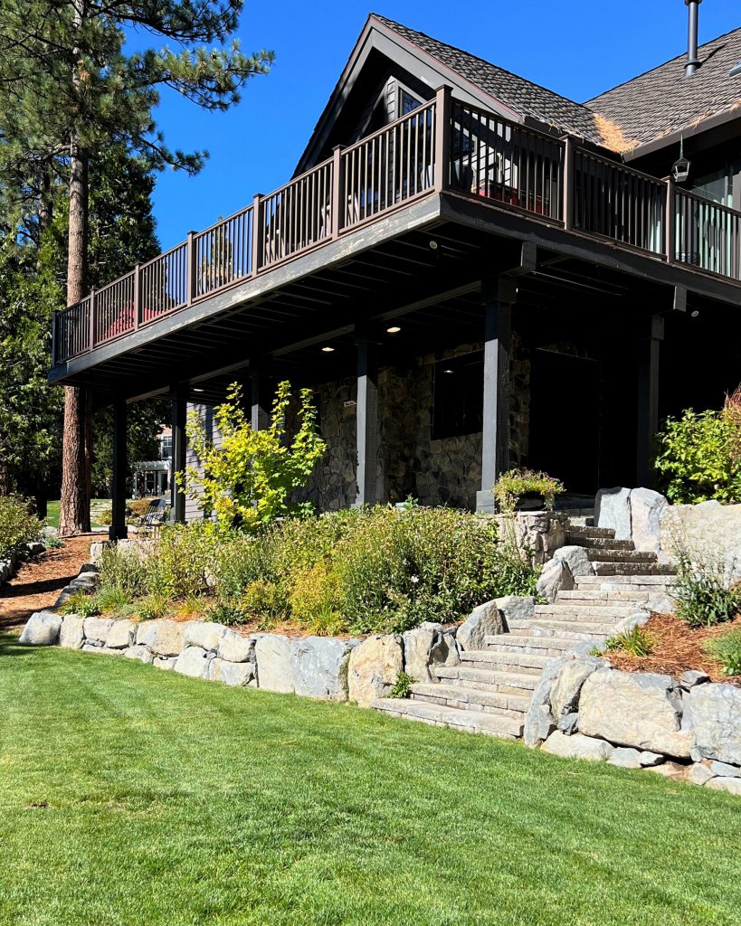 Landscape and Retaining Wall in Tahoe by Earth &amp; Stone Landscapes