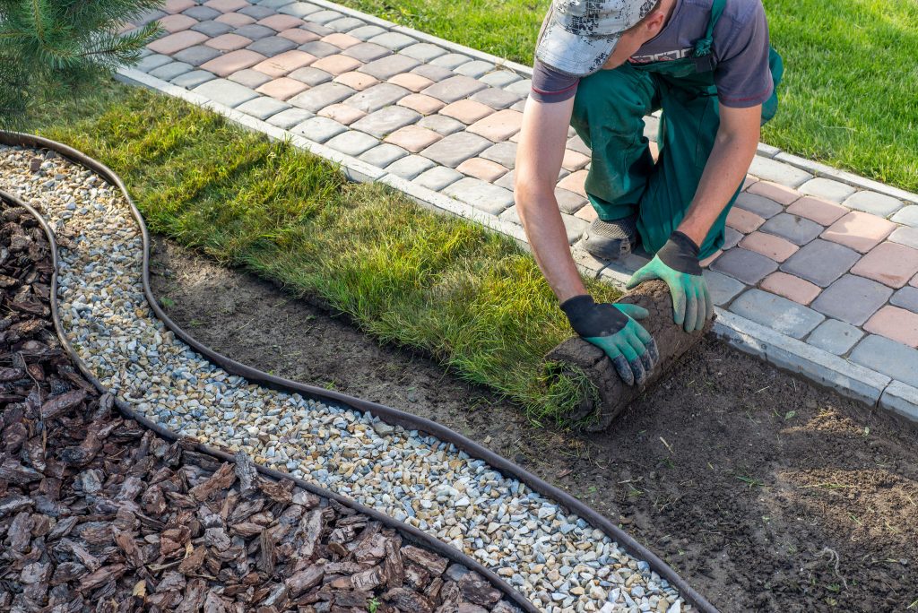 Laying sod among hardscape elements - Earth &amp; Stone Landscapes - Lake Tahoe and surrounding areas