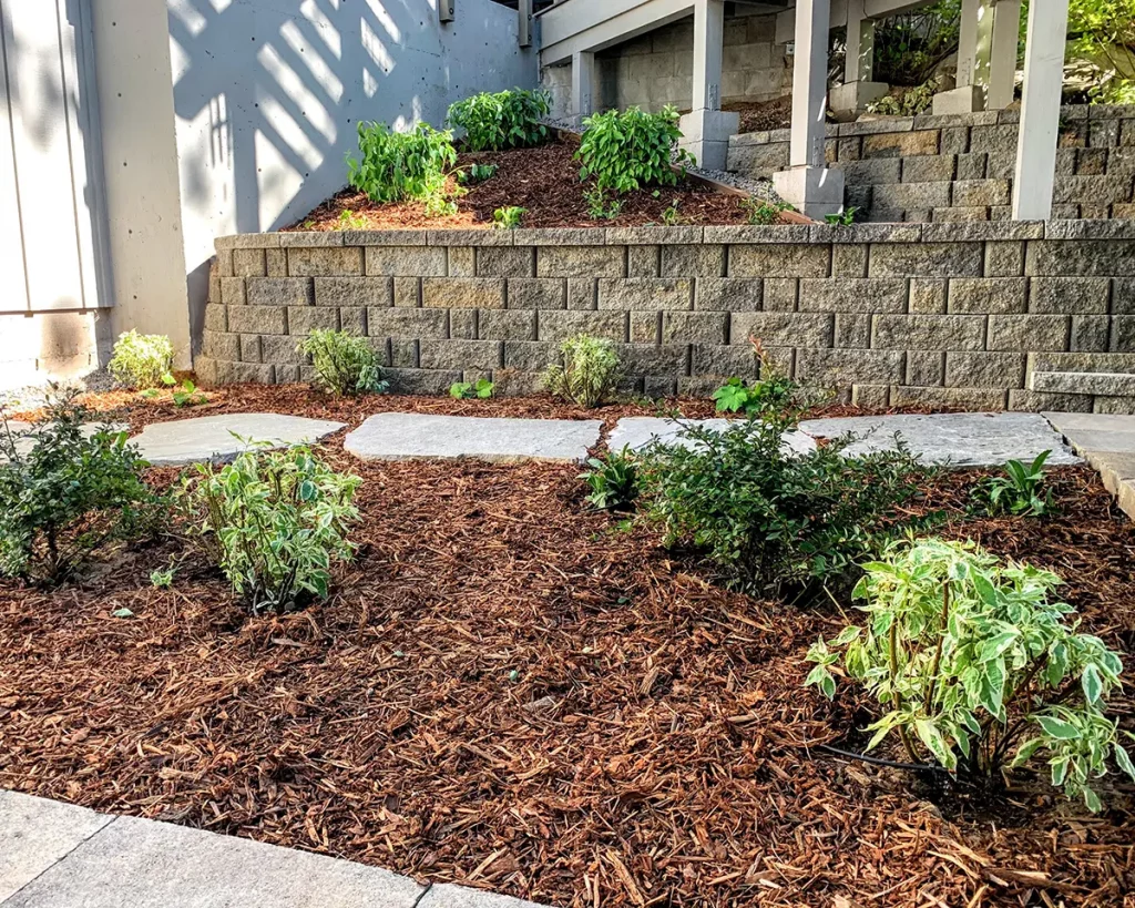 Retaining Wall with Planting for high sierra by Earth &amp; Stone Landscapes for Tahoe and surrounding areas