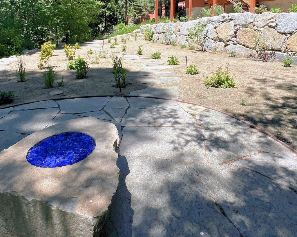 Retaining Wall with Landscaping by Earth &amp; Stone Landscapes for Tahoe and surrounding areas
