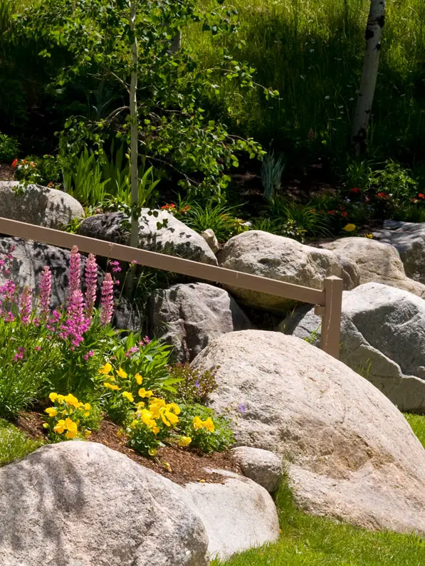 A beautiful example of hard and softscape elements in a planting by Licensed Landscape Contractor Earth & Stone Landscapes.
