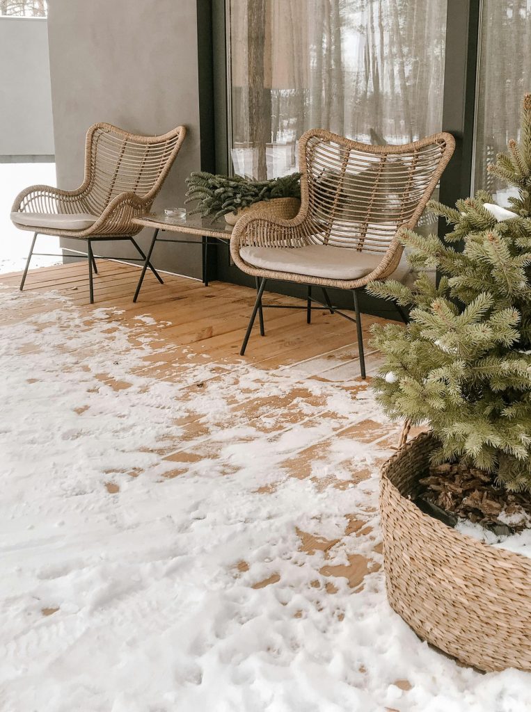 modern snowy deck
