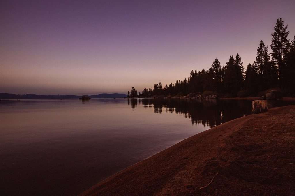 lake, water, landscape, sky, tahoe, blue, mountain, vacation, nature, shore, relax, peaceful, relaxation, nevada, beach, snow, travel, forest, rocks, blue sky, trees, california, usa, season, pine, lake tahoe